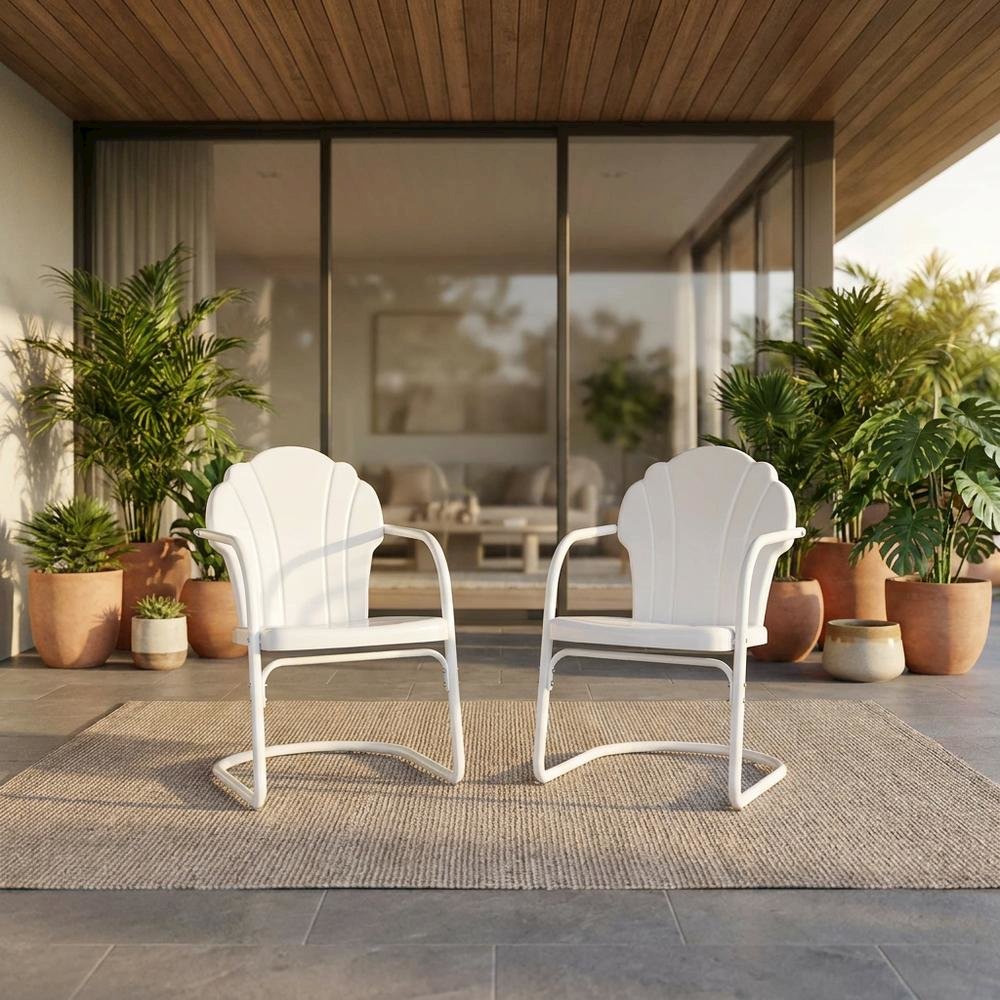 White Tulip 2-Piece Outdoor Chair Set with Modern Design. Picture 4