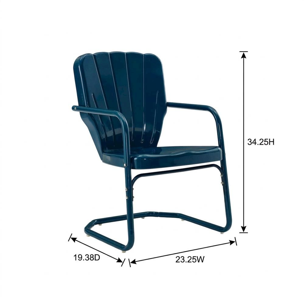 Navy Outdoor Chair Set with Armrest and Sturdy Frame for Patio Dining. Picture 8