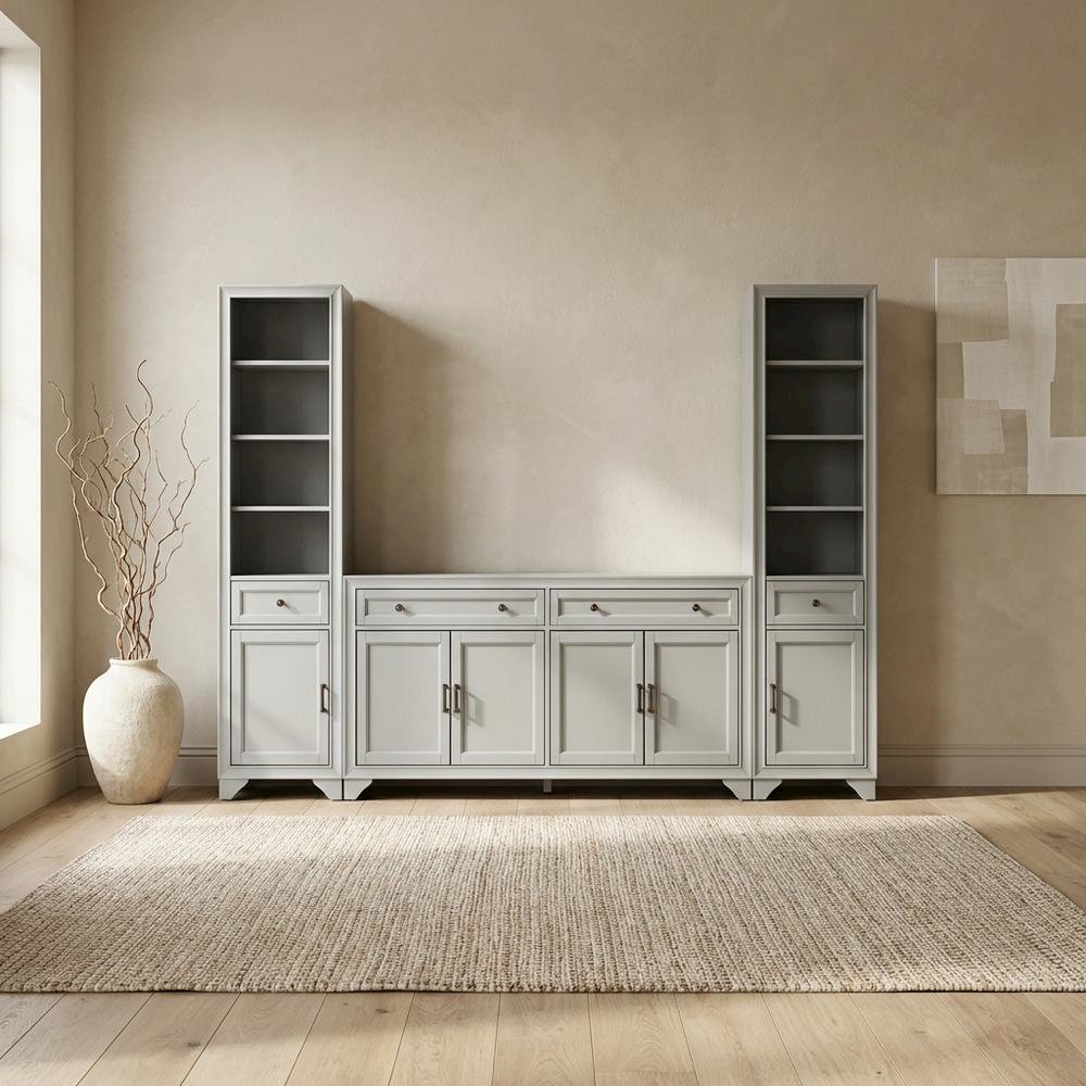 3-Piece Entertainment Center Set with Sideboard and Bookcases. Picture 3