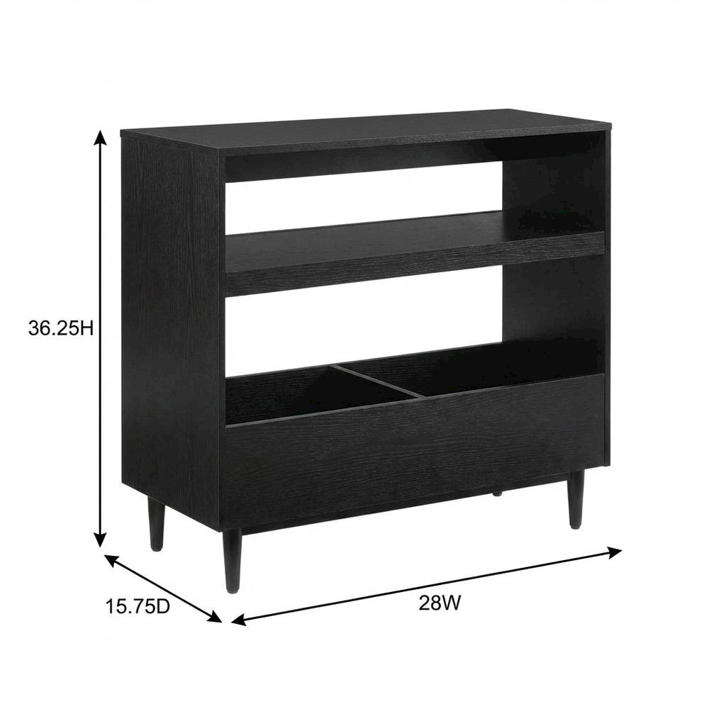 Wooden Record Player Stand with Vinyl Storage and Cable Management. Picture 7