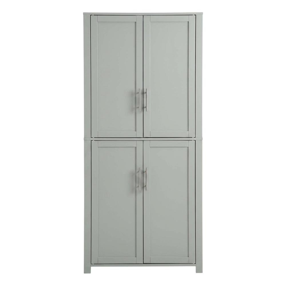Gray Tall Kitchen Pantry Cabinet, MDF Birch Veneer Freestanding. Picture 4