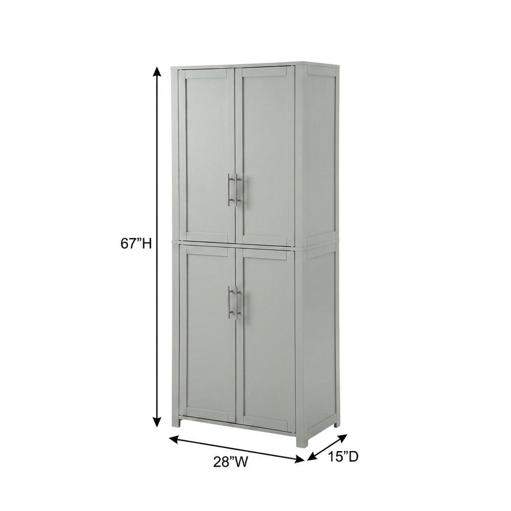 Gray Tall Kitchen Pantry Cabinet, MDF Birch Veneer Freestanding. Picture 7