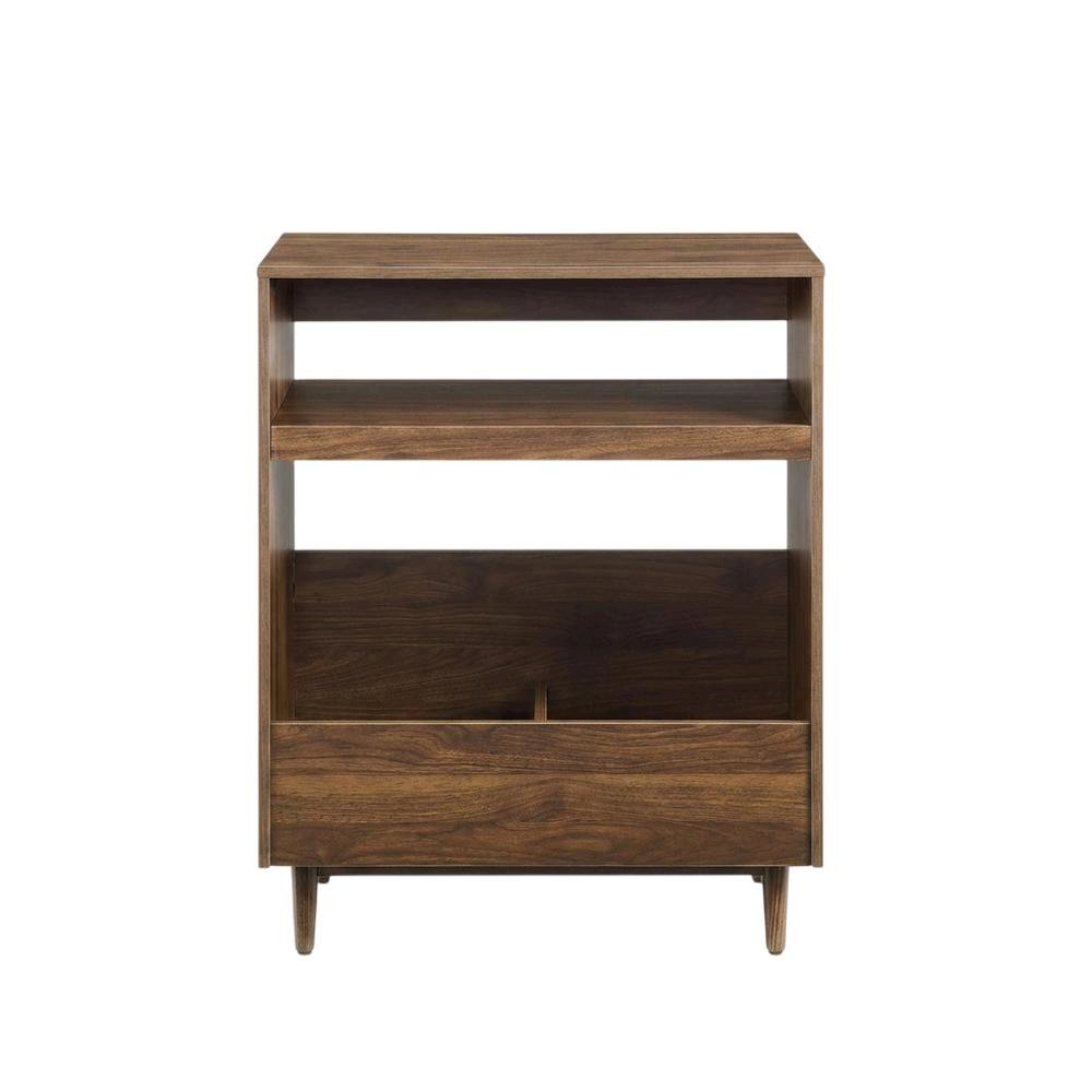 Wooden record player stand with vinyl storage, compact design for living rooms. Picture 1