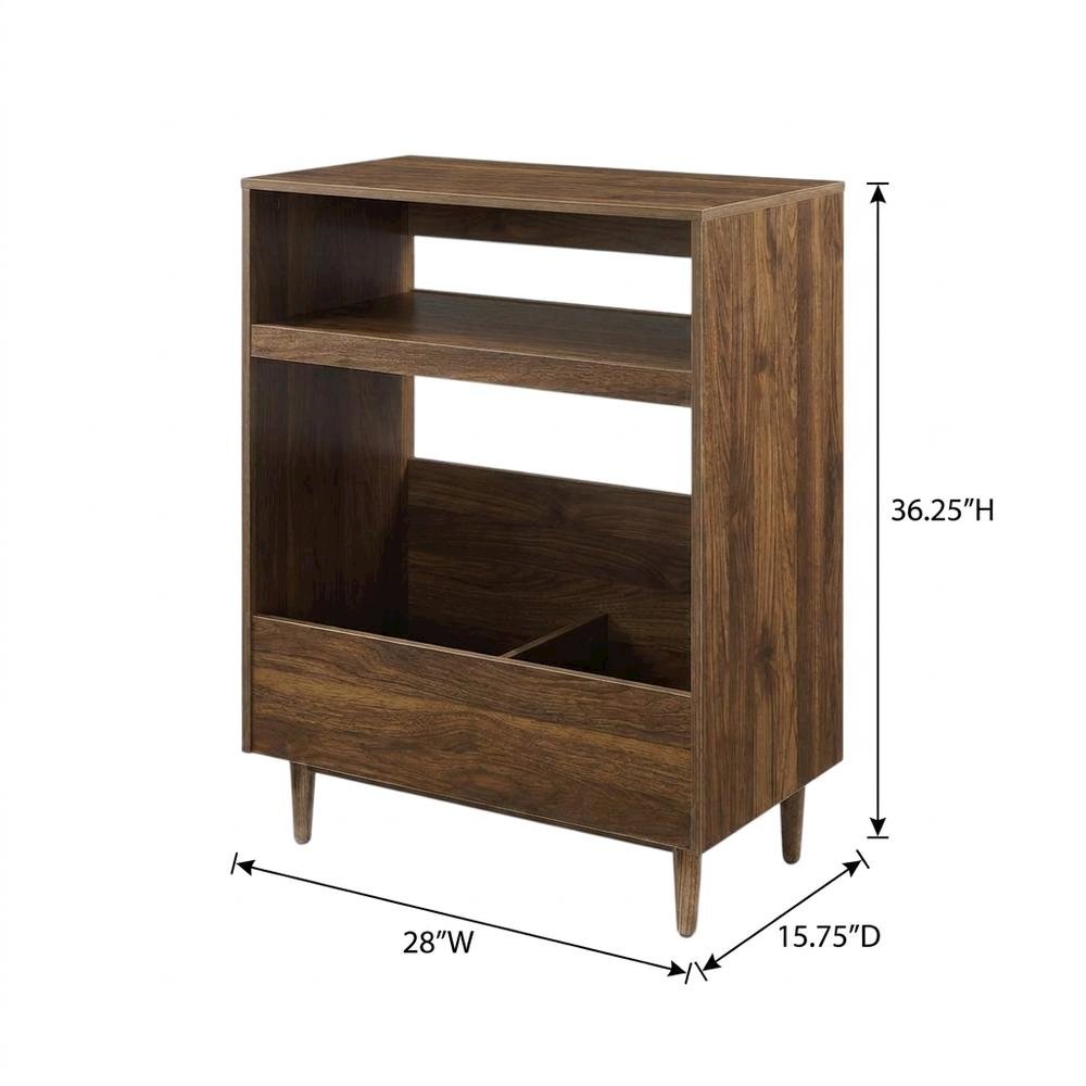Wooden record player stand with vinyl storage, compact design for living rooms. Picture 4