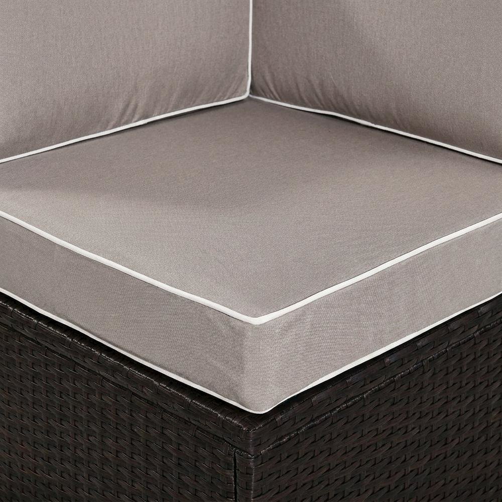 Gray Wicker Corner Chair for Outdoor Living with Durable Frame. Picture 4