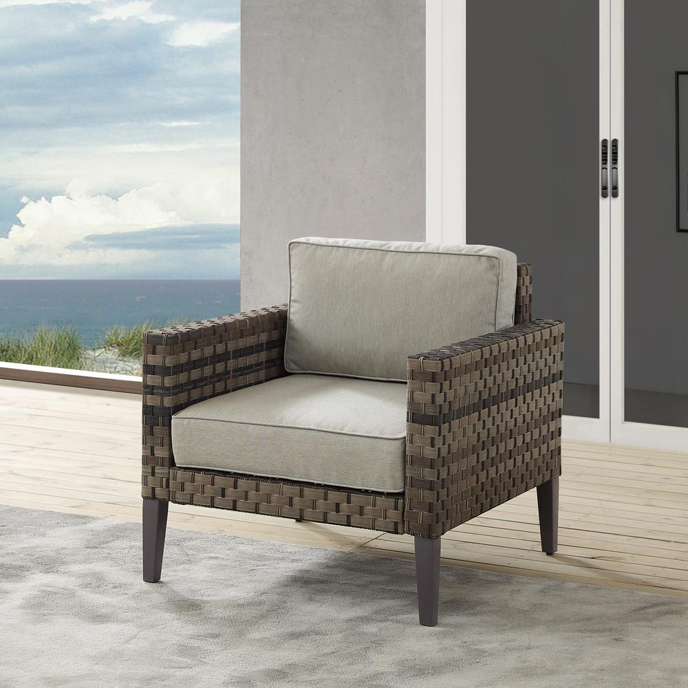 Prescott Outdoor Wicker Armchair Taupe/Brown. Picture 27
