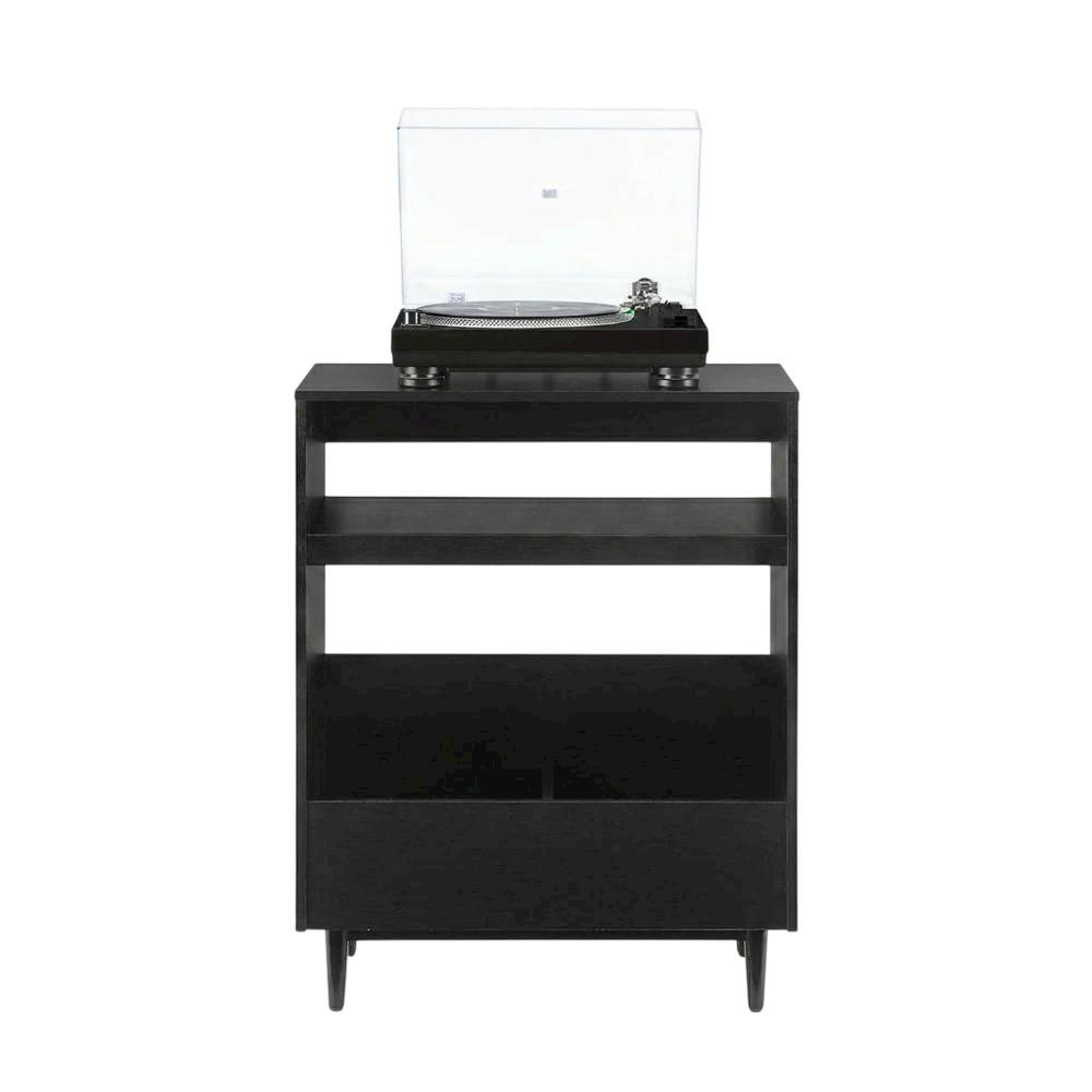 Wooden Record Player Stand with Vinyl Storage and Cable Management. Picture 4