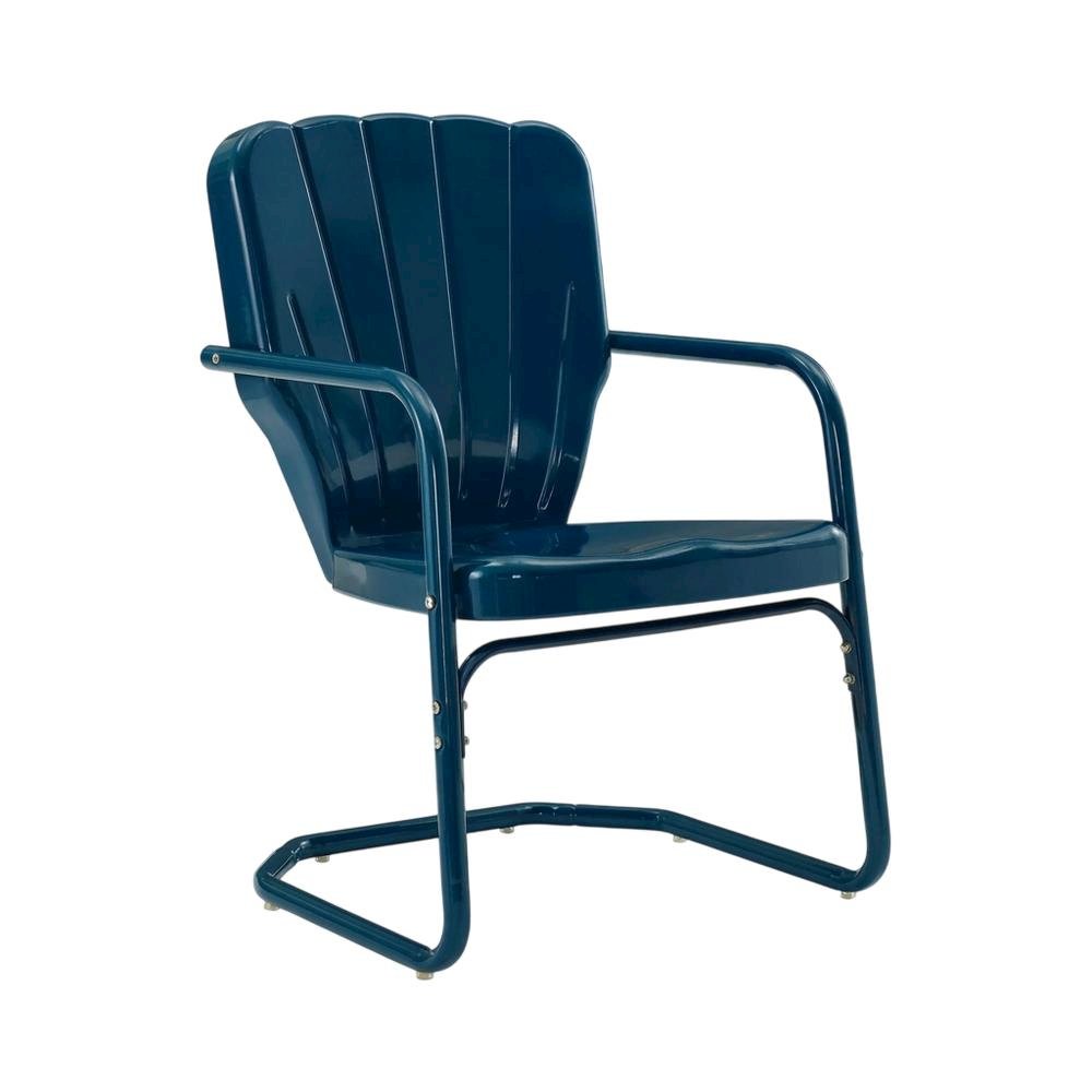 Navy Outdoor Chair Set with Armrest and Sturdy Frame for Patio Dining. Picture 4