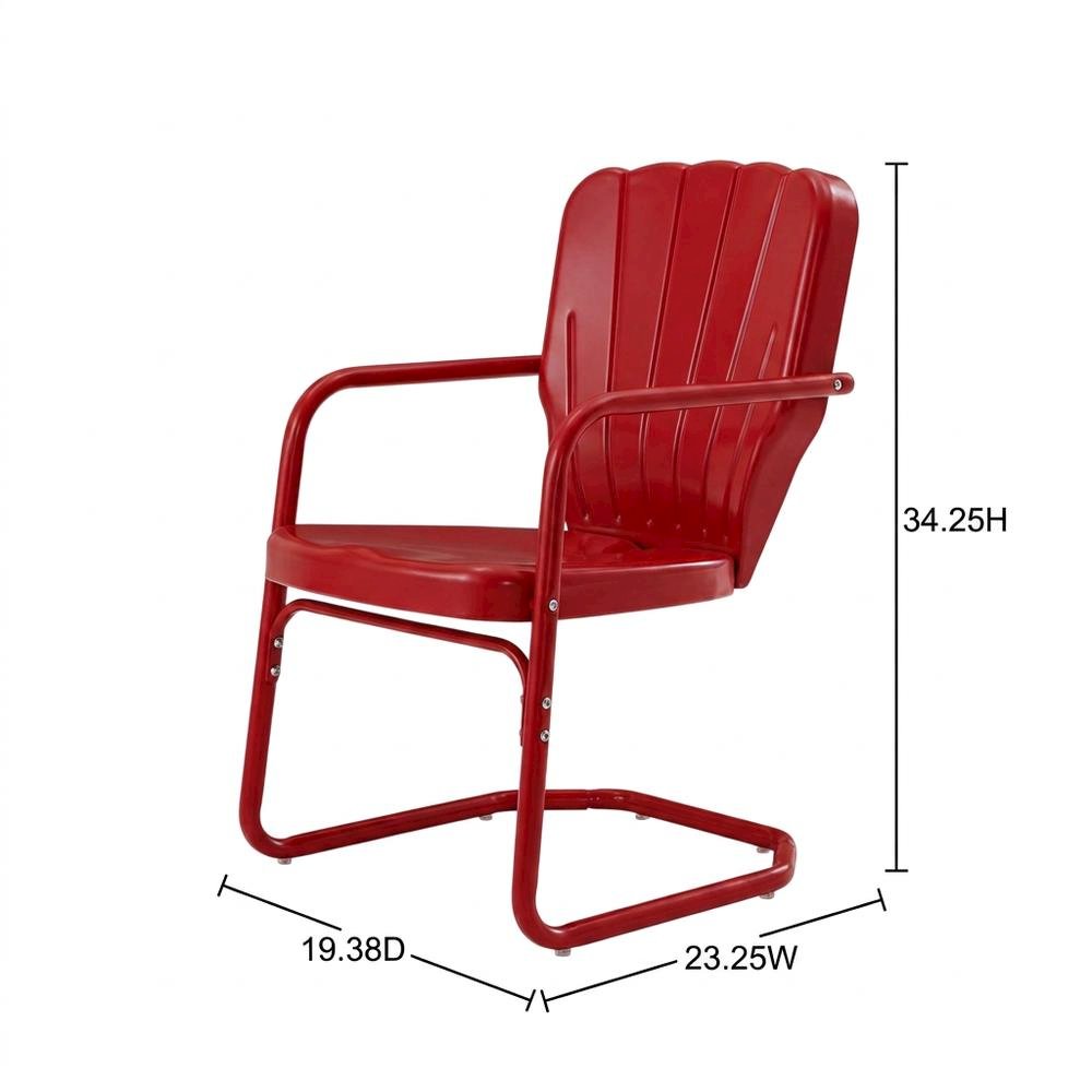 Red outdoor chair set with sturdy build and comfortable seating. Picture 9