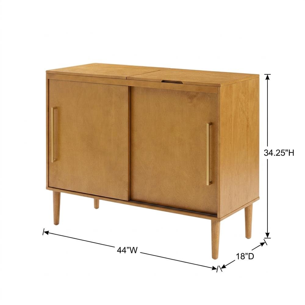 Brown Large Record Player Cabinet, MDF Rubberwood Vinyl Console. Picture 7