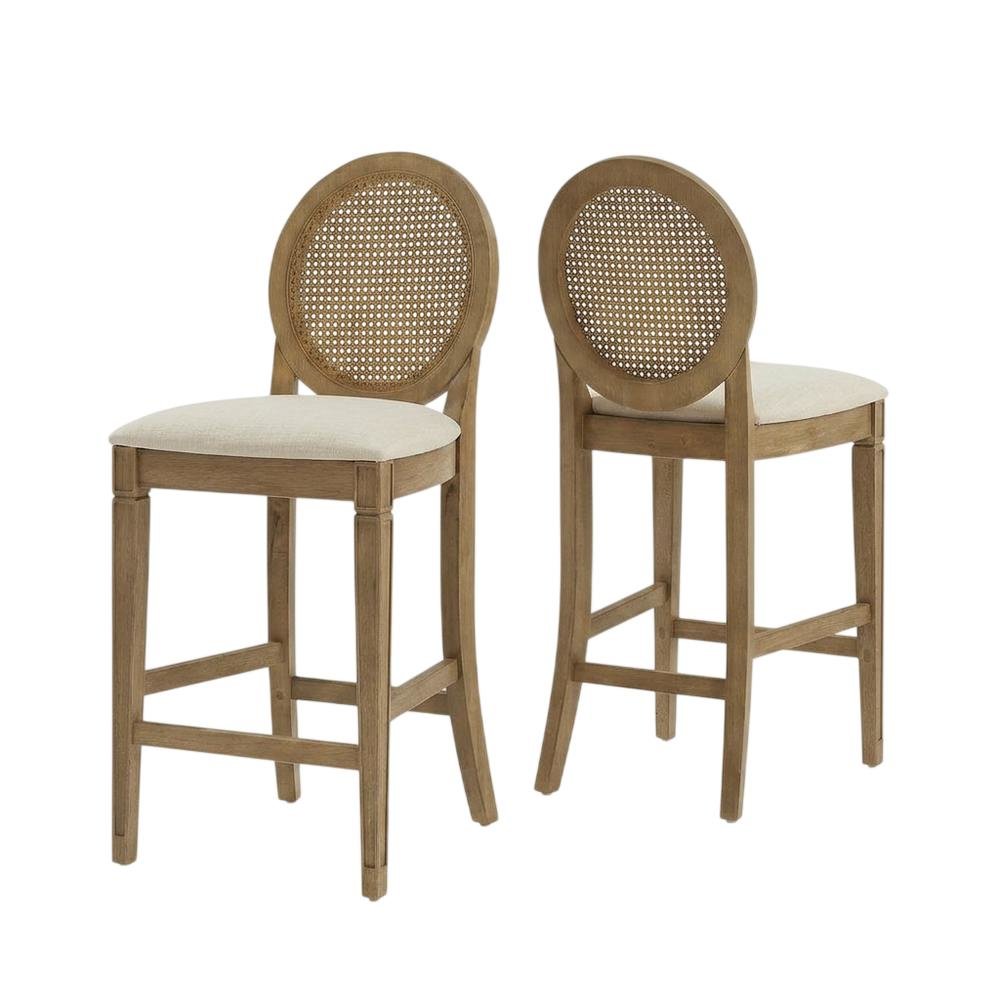 Cane-Back Counter Stool Set with Stylish Design and Durable Frame. Picture 1