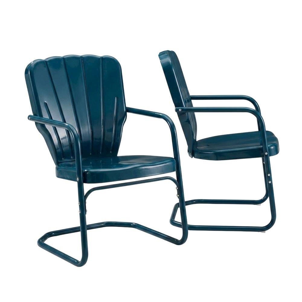 Navy Outdoor Chat Set with 2 Chairs and Side Table for Cozy Relaxing. Picture 1
