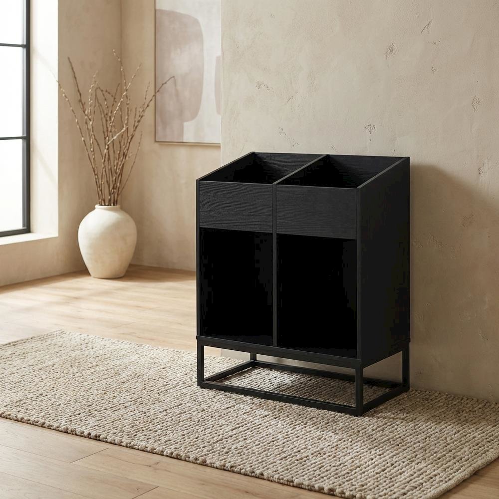 Vinyl Record Storage Stand in Neutral Finish with Sturdy Construction, Compact. Picture 3