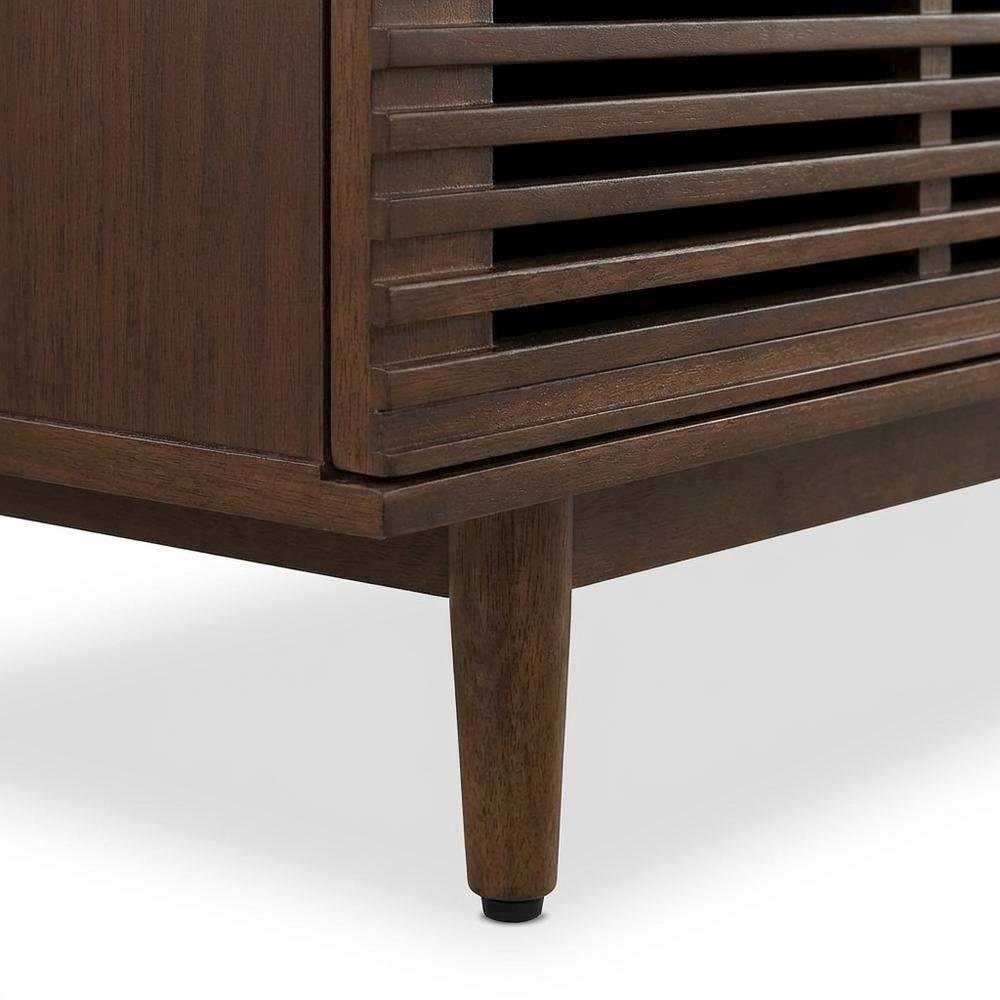 Corner record player cabinet with vinyl storage in wood finish and modern design. Picture 6