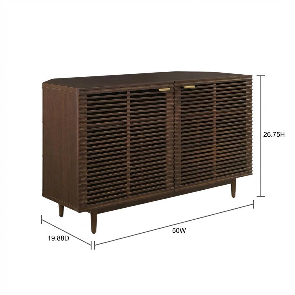 Corner record player cabinet with vinyl storage in wood finish and modern design. Picture 7