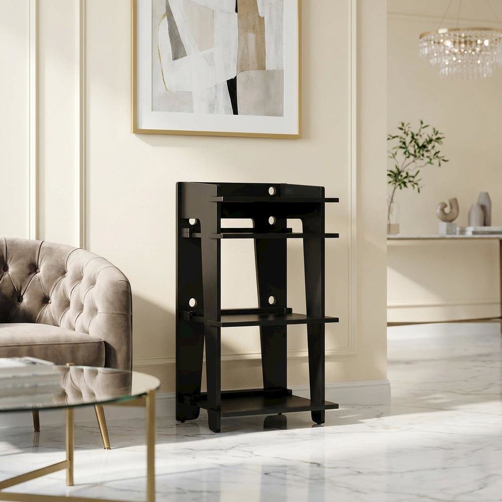 Black Turntable Stand with Anti-Tip Hardware and ISTA Certification. Picture 3