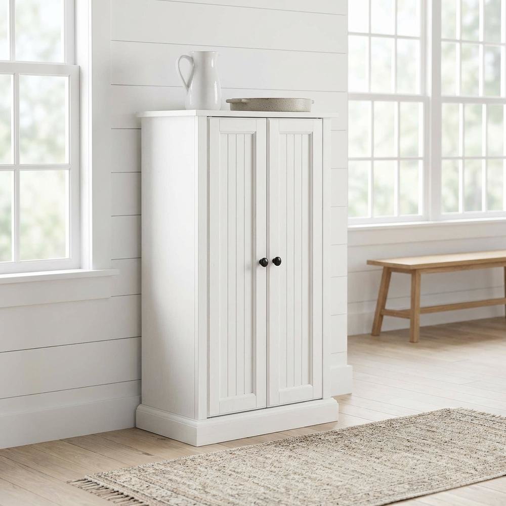 White Seaside Accent Cabinet with Anti-Tip Hardware and Sturdy Build. Picture 2