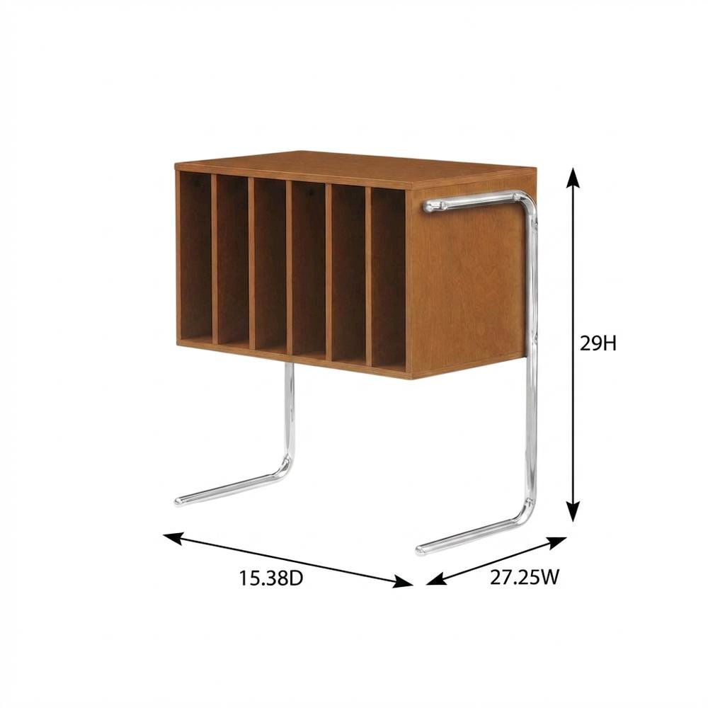Wooden record player stand with vinyl storage and modern design. Picture 7