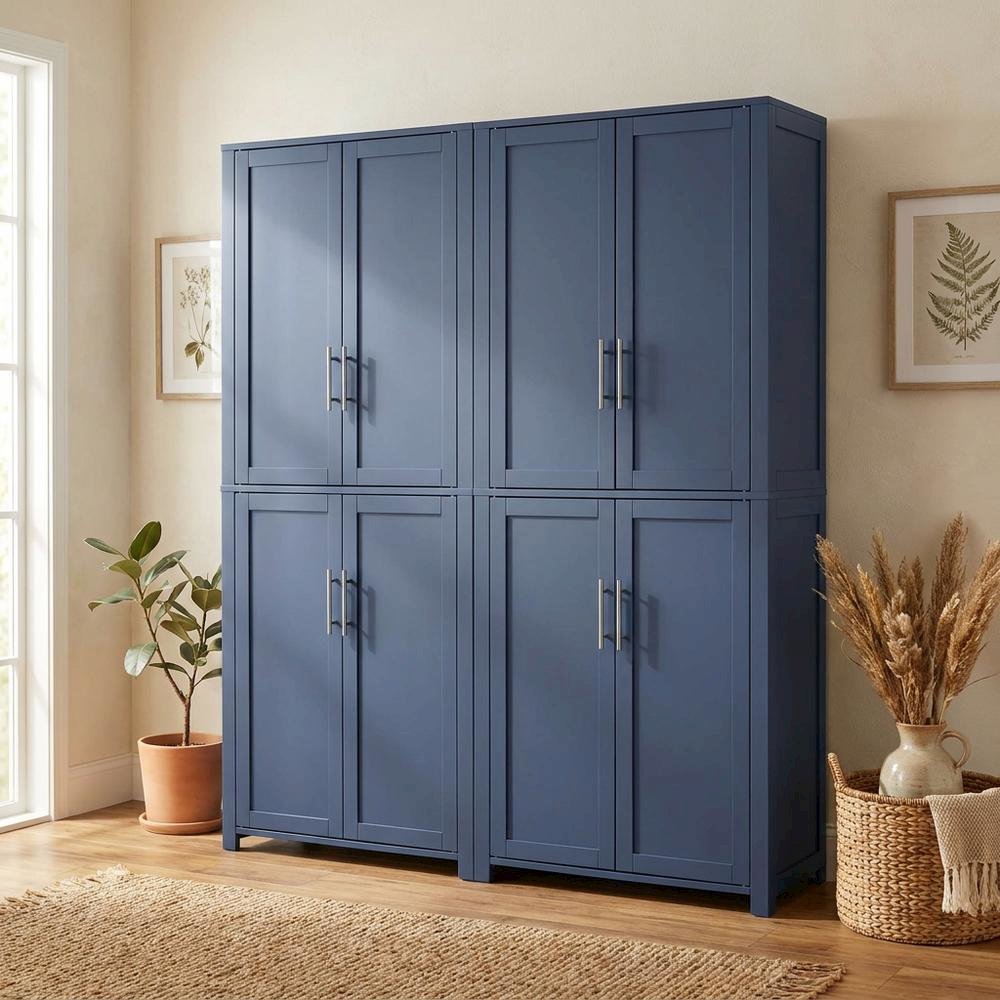 Two-Piece Kitchen Pantry Storage Set with Anti-Tip Mechanism and Floor Clearance. Picture 3