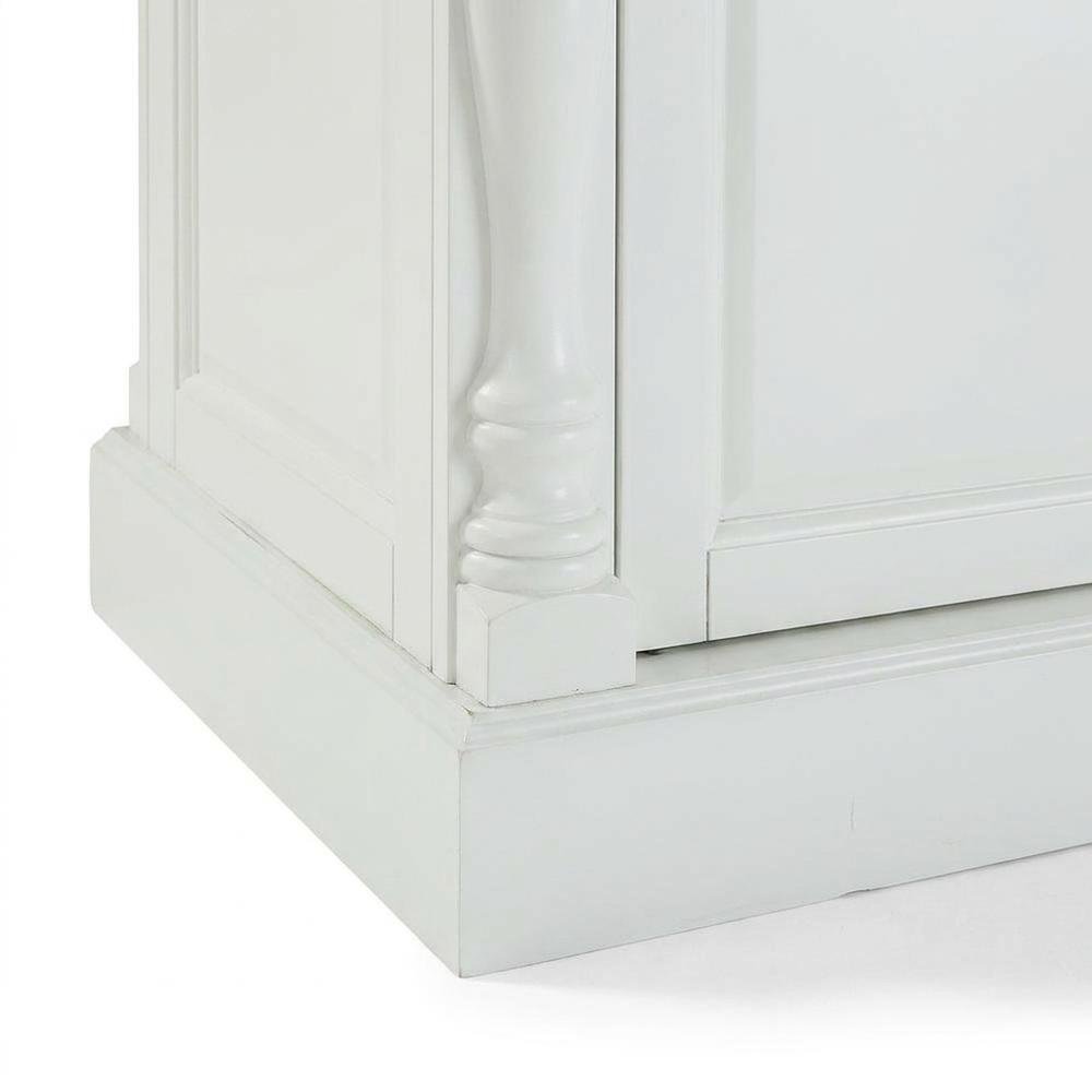 White kitchen island with butcher block top and anti-tip safety feature. Picture 7