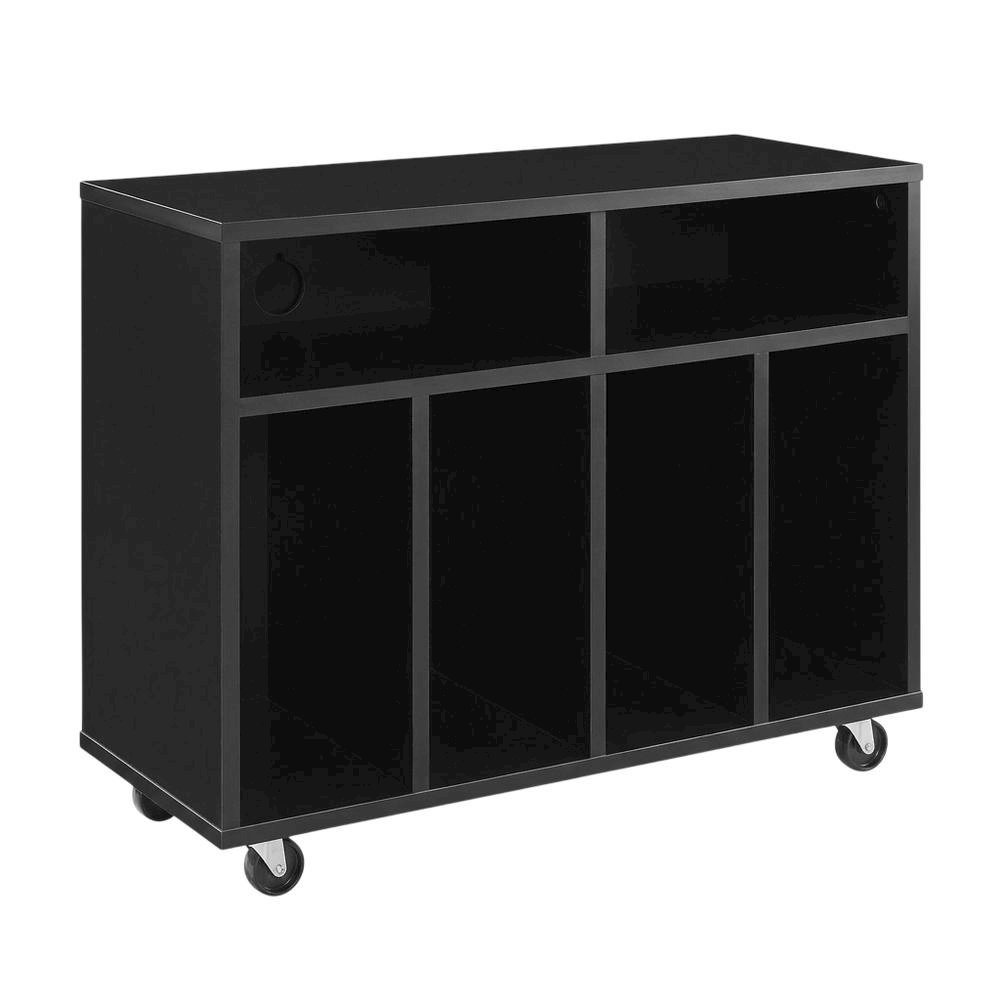 Wooden record player stand with vinyl storage and sleek design. Picture 1