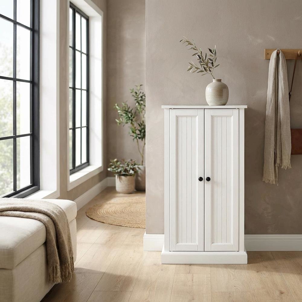 White Seaside Accent Cabinet with Anti-Tip Hardware and Sturdy Build. Picture 4