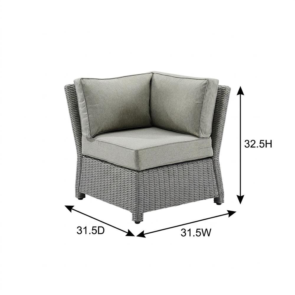 Gray Outdoor Wicker Corner Chair with Weatherproof Design. Picture 6