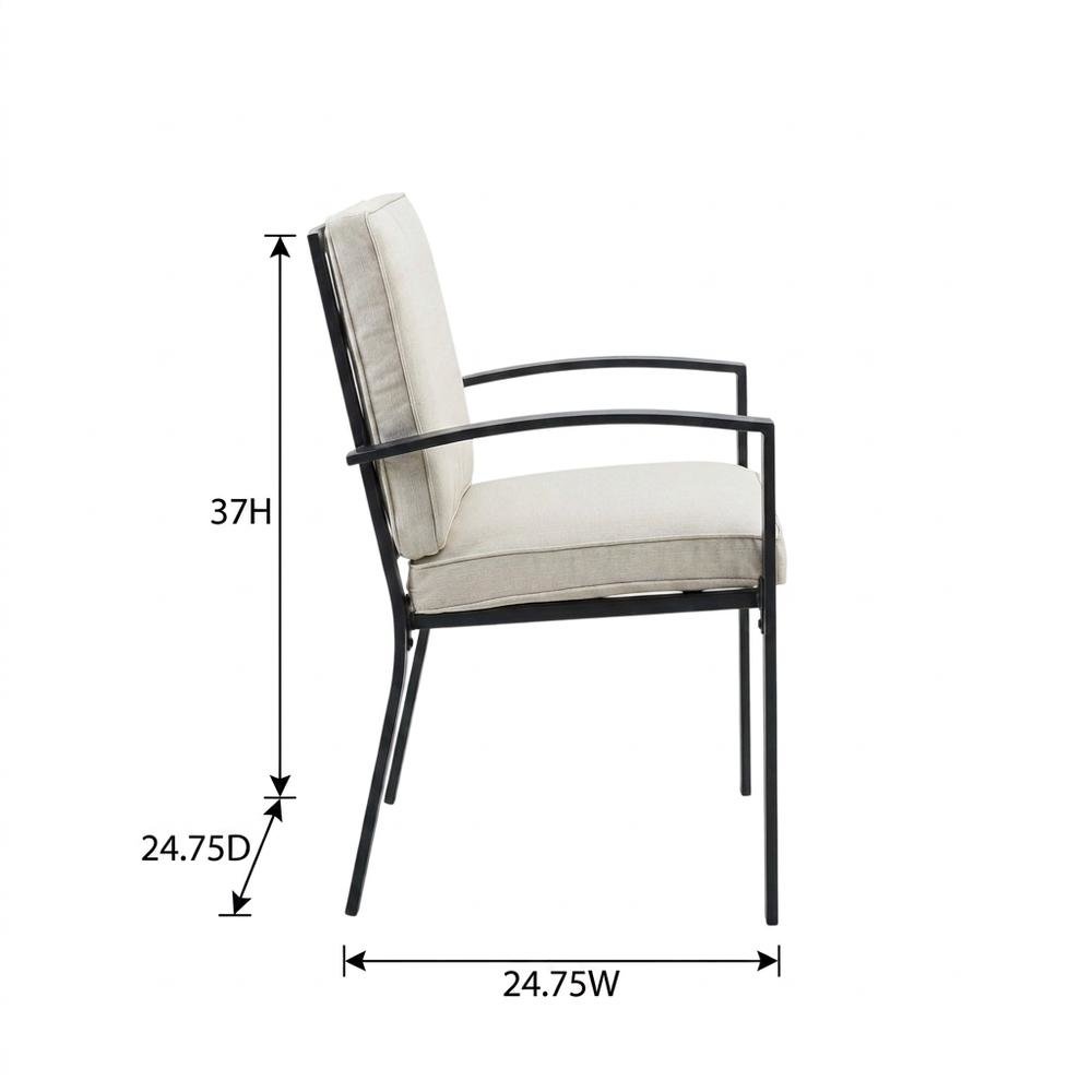 Oatmeal Outdoor Dining Chairs Set with Oil Rubbed Bronze Finish for Patio Use. Picture 7