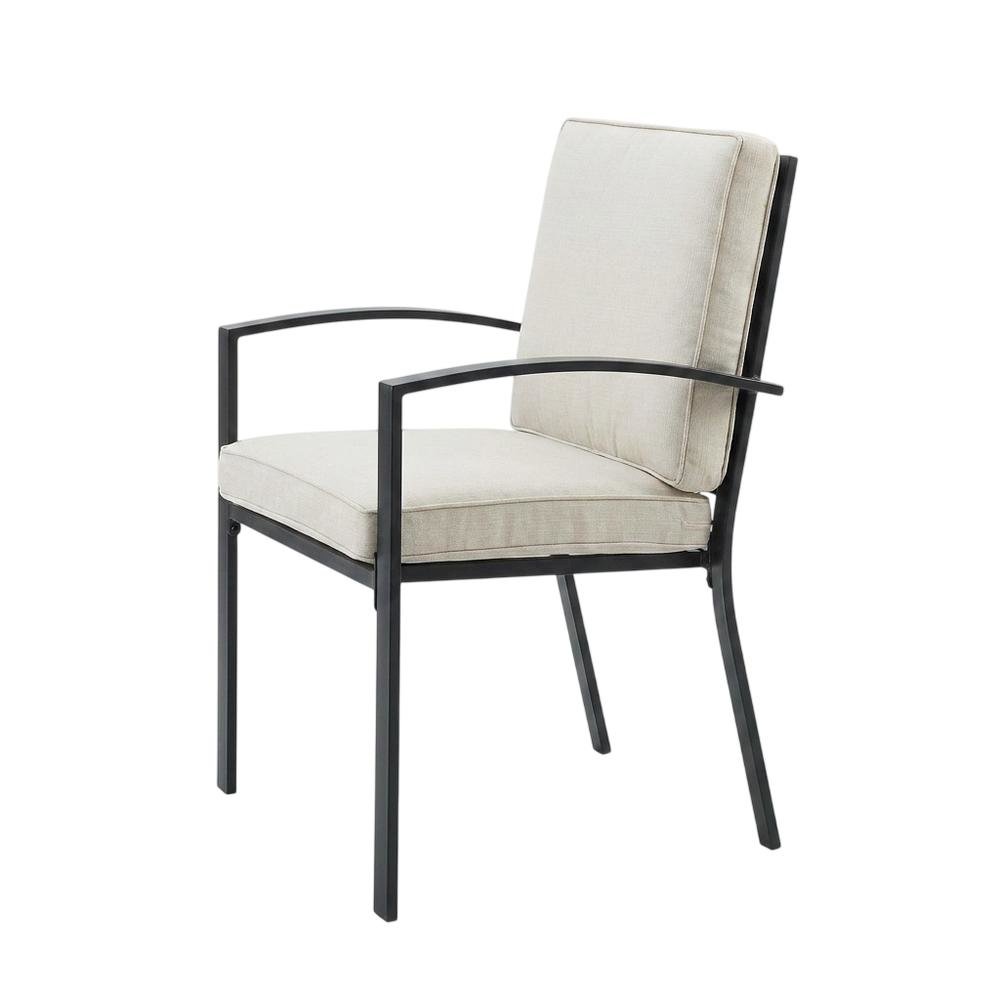 Oatmeal Outdoor Dining Chairs Set with Oil Rubbed Bronze Finish for Patio Use. Picture 4