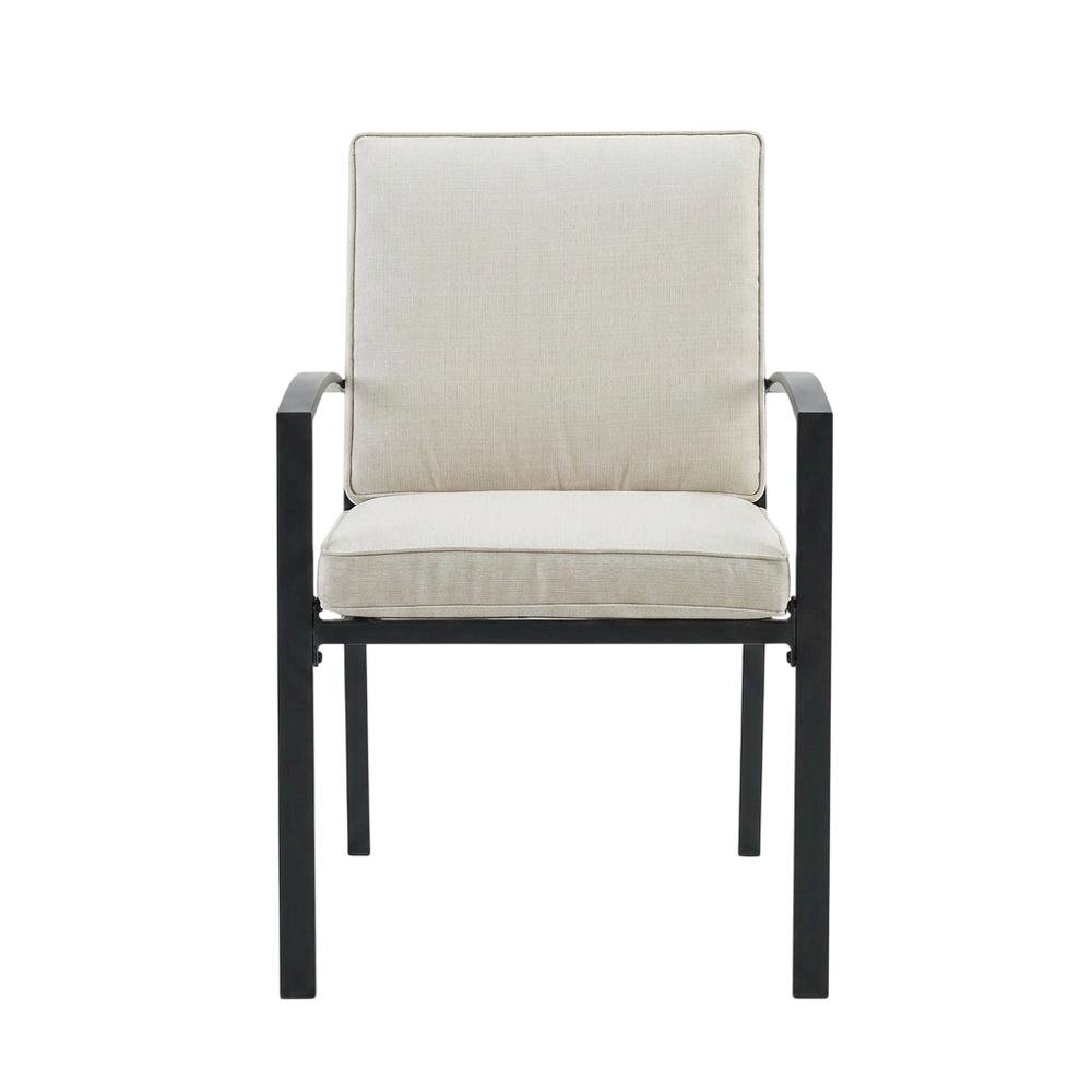 Oatmeal Outdoor Dining Chairs Set with Oil Rubbed Bronze Finish for Patio Use. Picture 5