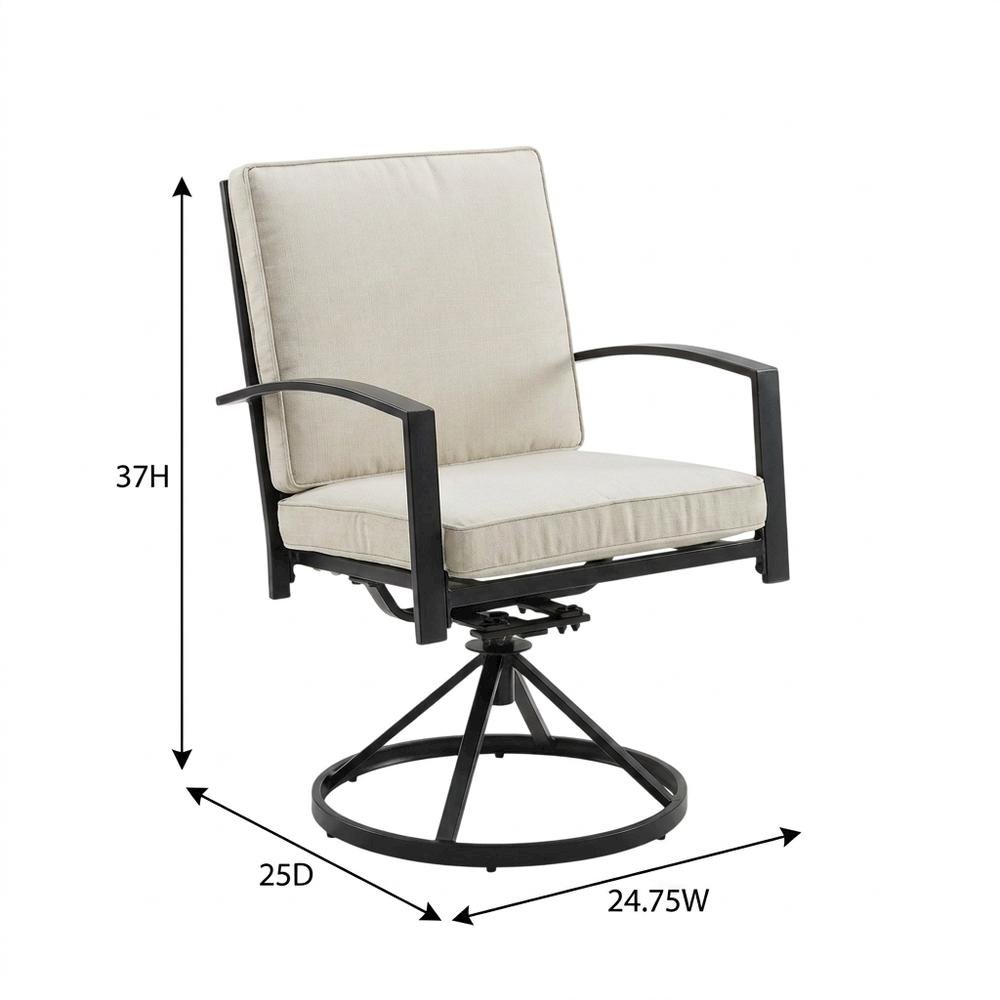 Outdoor Dining Swivel Chair Set in Oatmeal and Oil Rubbed Bronze. Picture 6