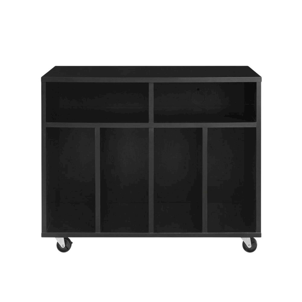 Wooden record player stand with vinyl storage and sleek design. Picture 4