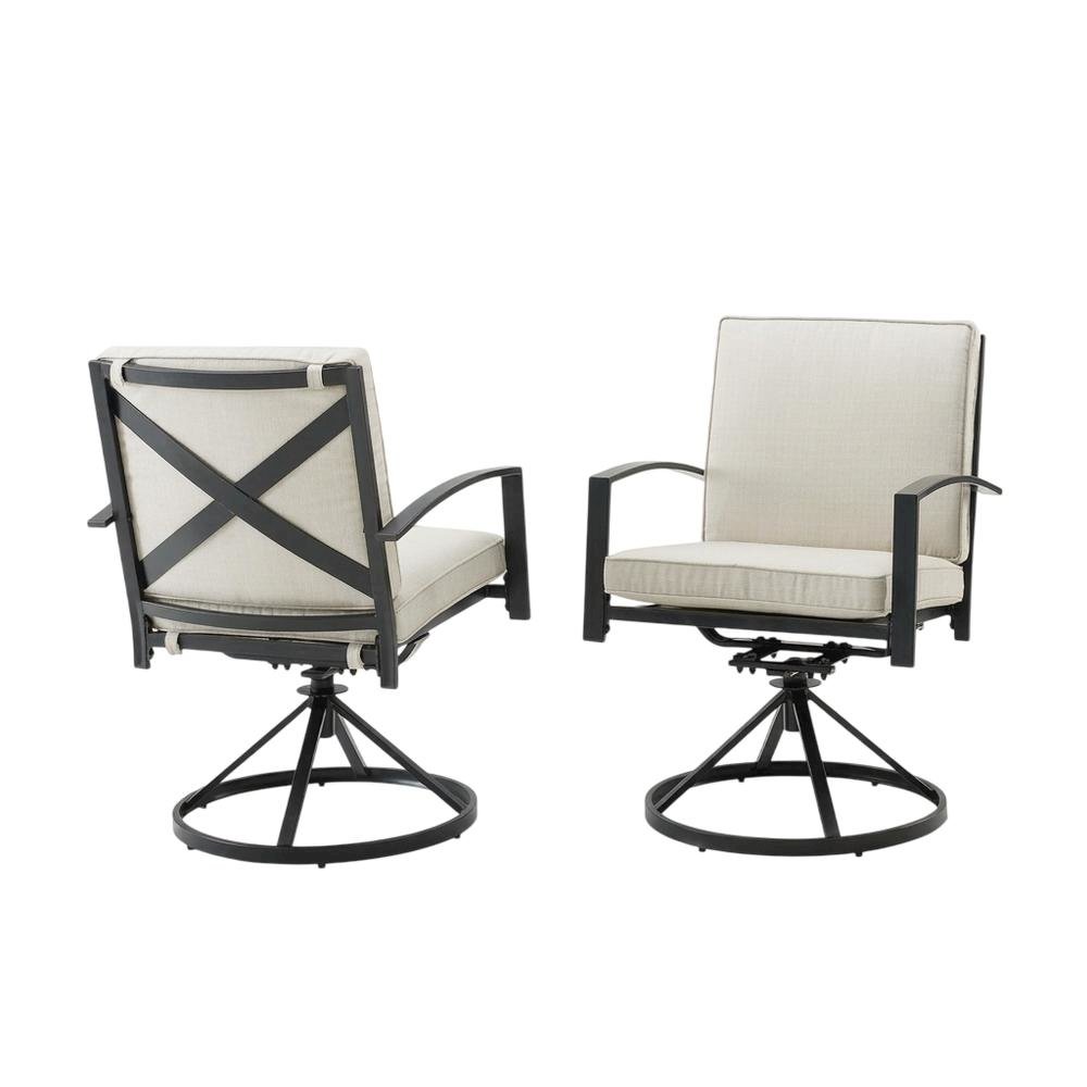 Outdoor Dining Swivel Chair Set in Oatmeal and Oil Rubbed Bronze. Picture 1