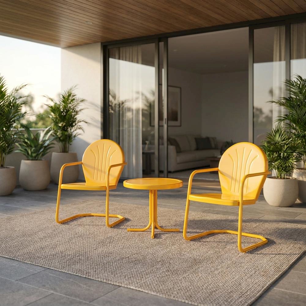 Tangerine Outdoor Chat Set with 2 Chairs and Side Table for Patio Lounge. Picture 2