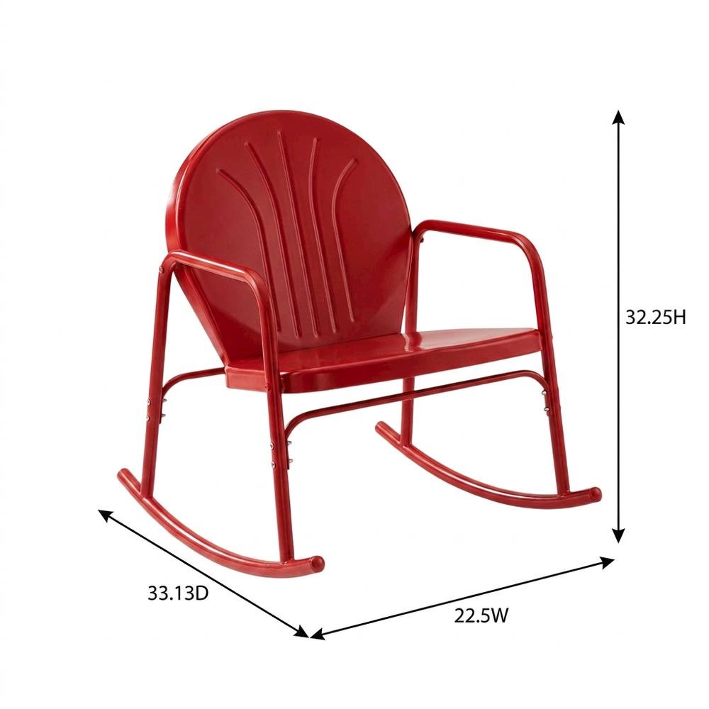Bright Red Gloss Rocking Chair Set with Comfortable Armrests and Durable Build. Picture 8