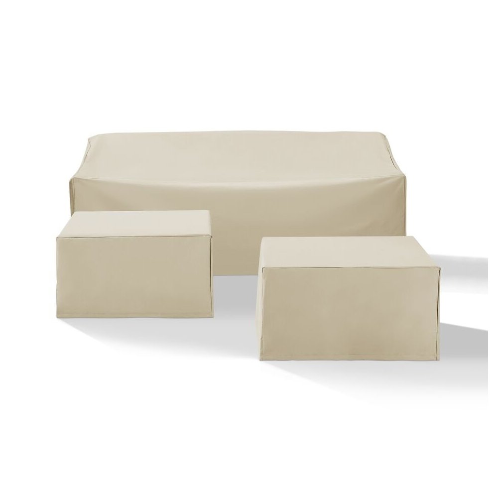 3Pc Outdoor Sectional Furniture Cover Set - Sofa & 2 Square Table/Ottoman. Picture 3