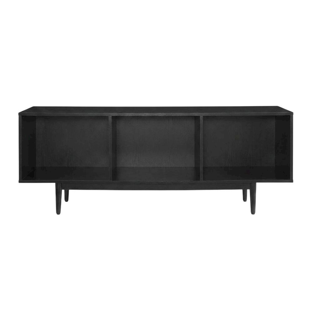 Black Wide Record Player Stand with Extended Vinyl Storage. Picture 4