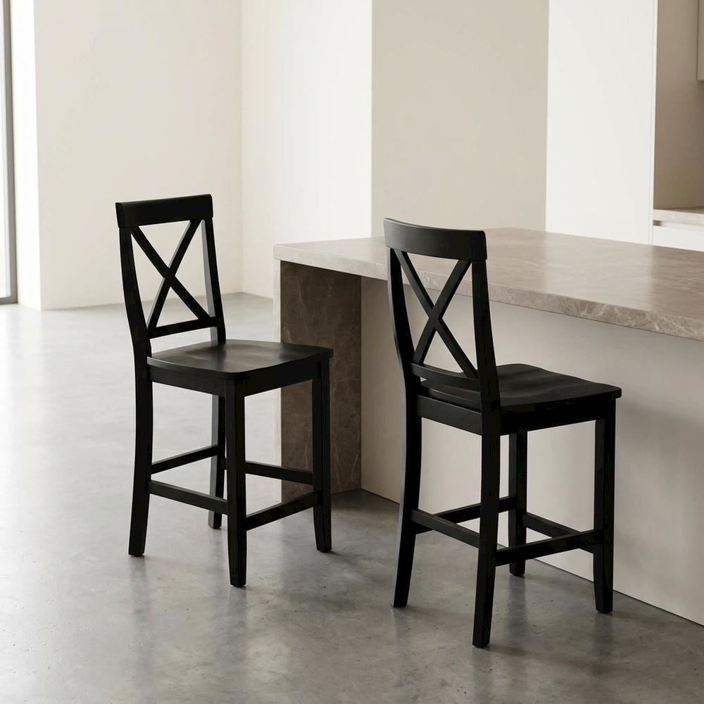 Modern X-Back Counter Height Bar Stool Set, Comfortable & Durable (2 Pack). Picture 5