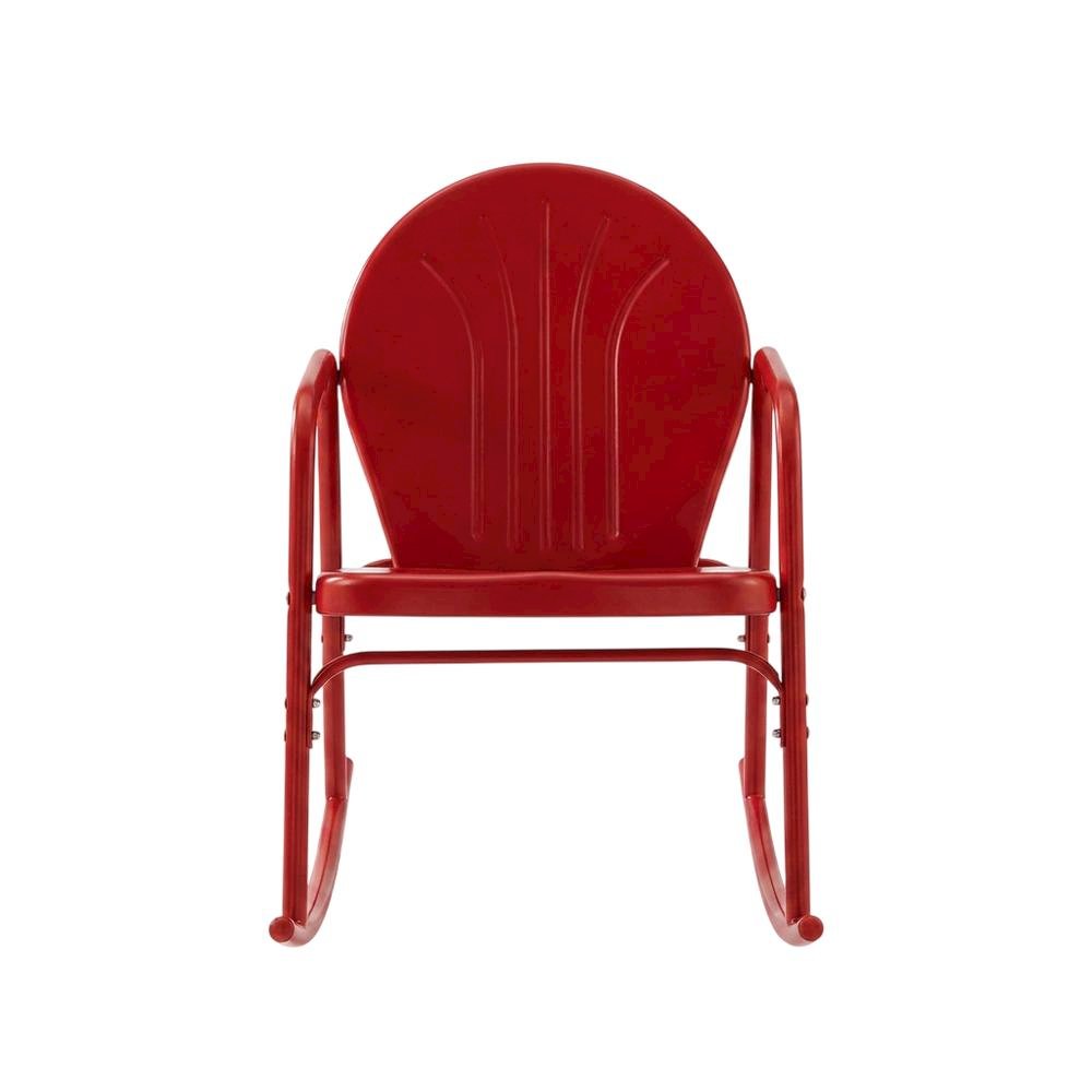 Bright Red Gloss Rocking Chair Set with Comfortable Armrests and Durable Build. Picture 5
