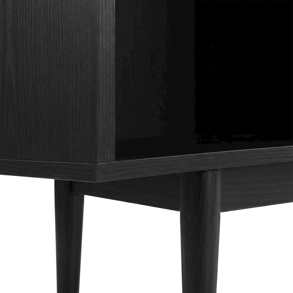 Black Wide Record Player Stand with Extended Vinyl Storage. Picture 5