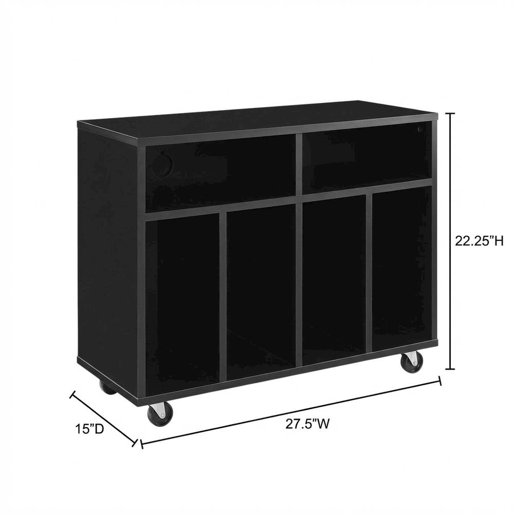 Wooden record player stand with vinyl storage and sleek design. Picture 7