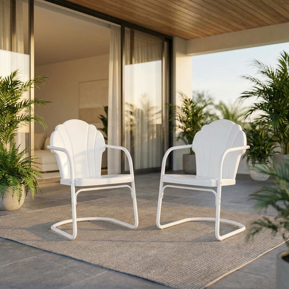 White Tulip 2-Piece Outdoor Chair Set with Modern Design. Picture 3