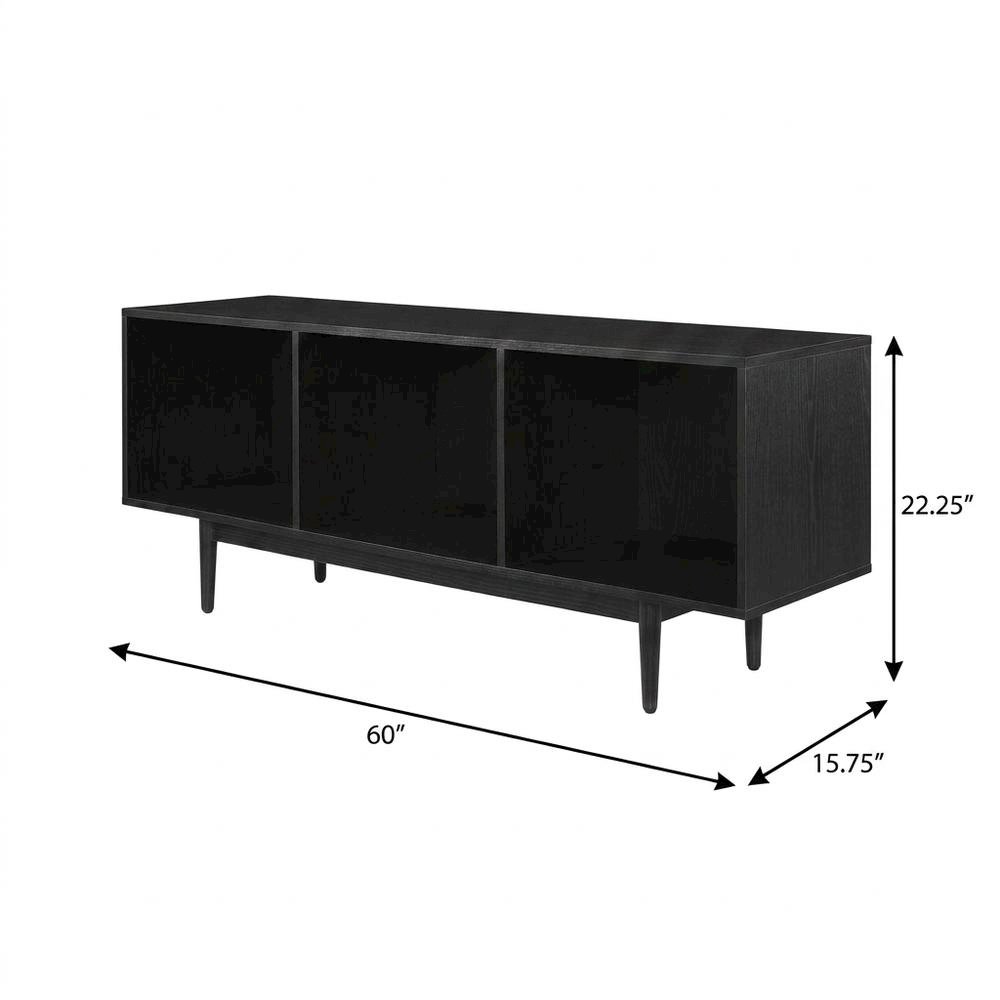 Black Wide Record Player Stand with Extended Vinyl Storage. Picture 7