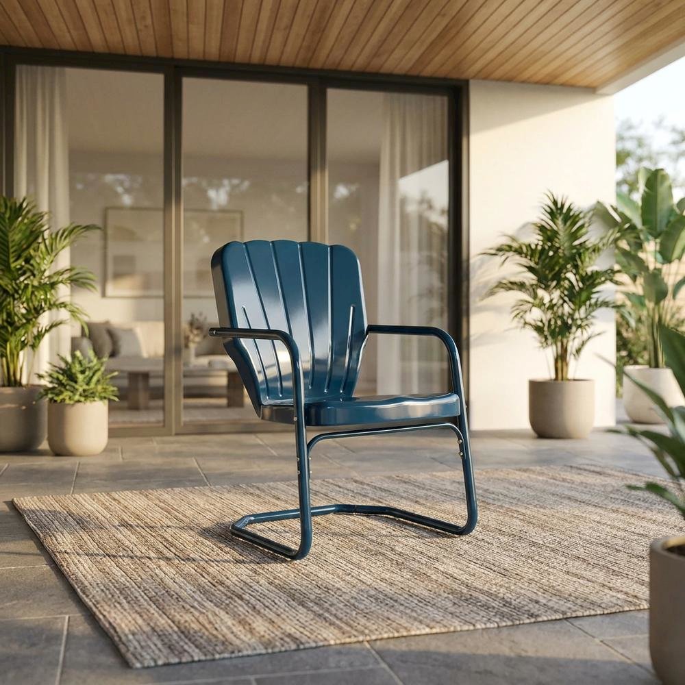 Navy Outdoor Chair Set with Armrest and Sturdy Frame for Patio Dining. Picture 2