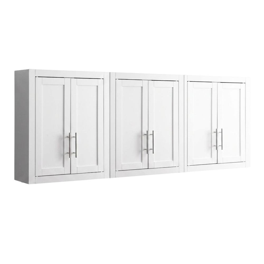 White 3-Piece Wall Storage Cabinet Set, MDF Birch Veneer. Picture 4
