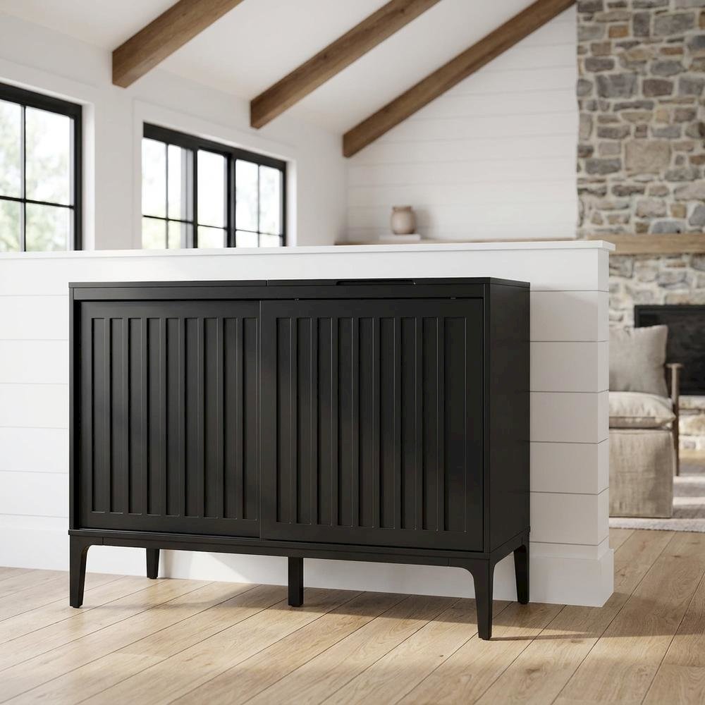 Large record player cabinet with vinyl storage in modern design. Picture 2