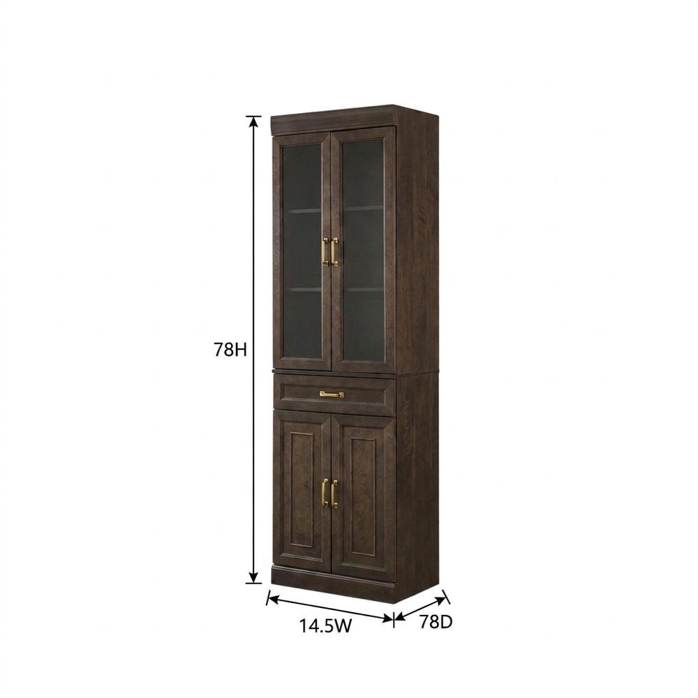 Glass Door Pantry Cabinet with Anti-Tip Mechanism. Picture 7