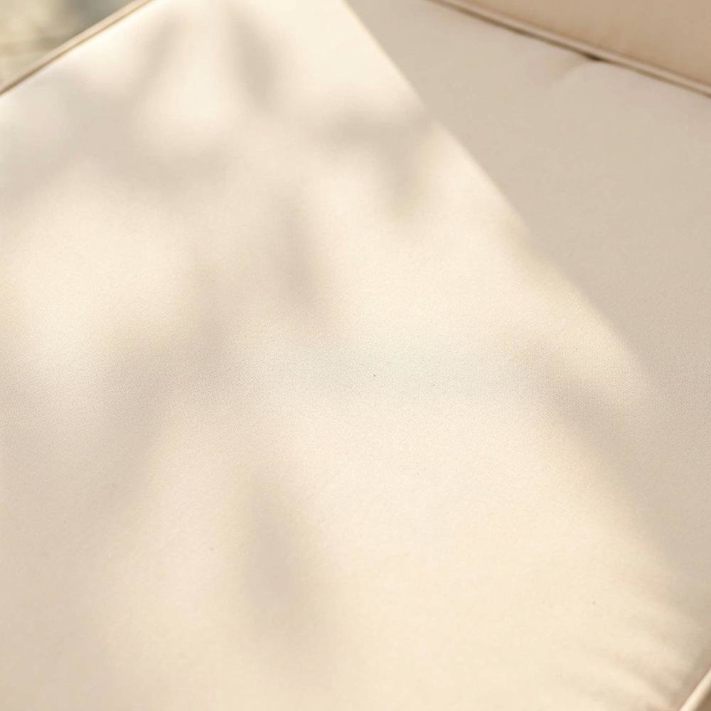 Outdoor Wicker Chaise Lounge Sand and Brown with Cushioned Seat for Relaxation. Picture 5