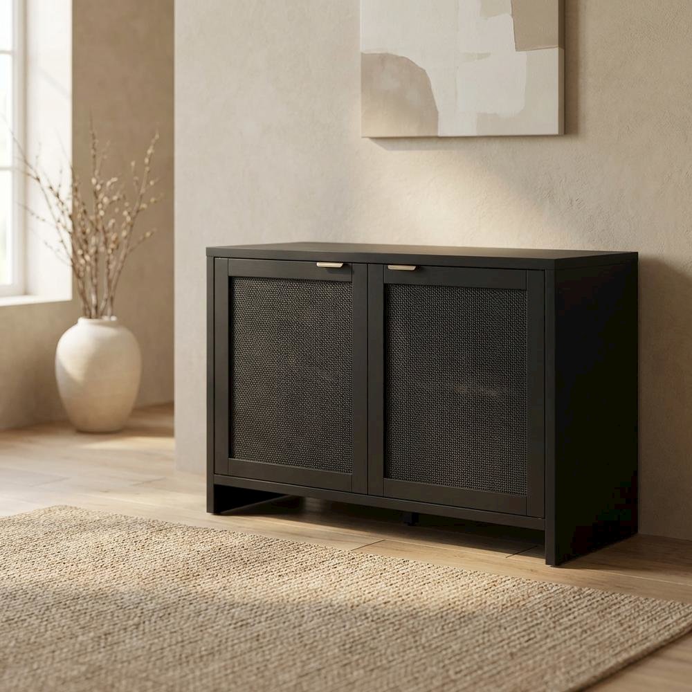 Vintage Style Record Player Cabinet with Vinyl Storage for Entertainment Centers. Picture 3