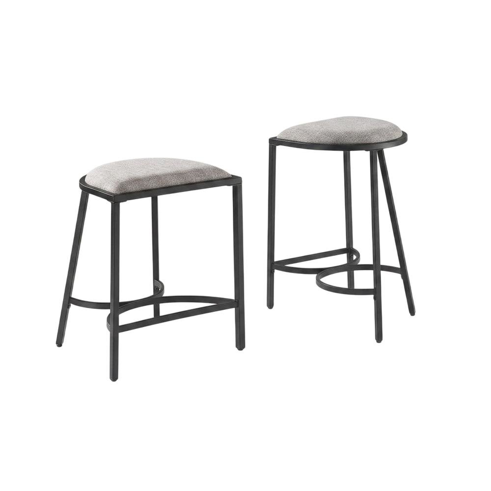 Counter Height Bar Stool Set with Plush Upholstery and Wooden Legs. Picture 1